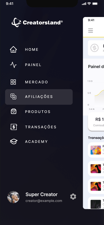 App de afiliados — início