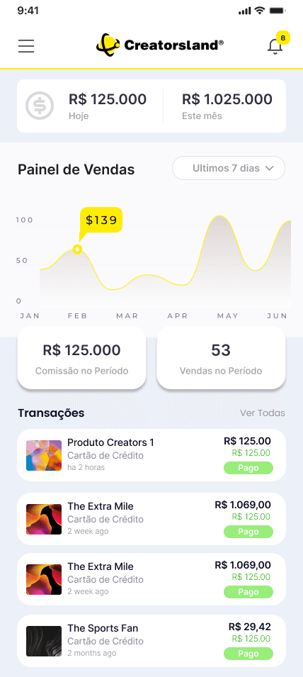 App de afiliados — painel de vendas